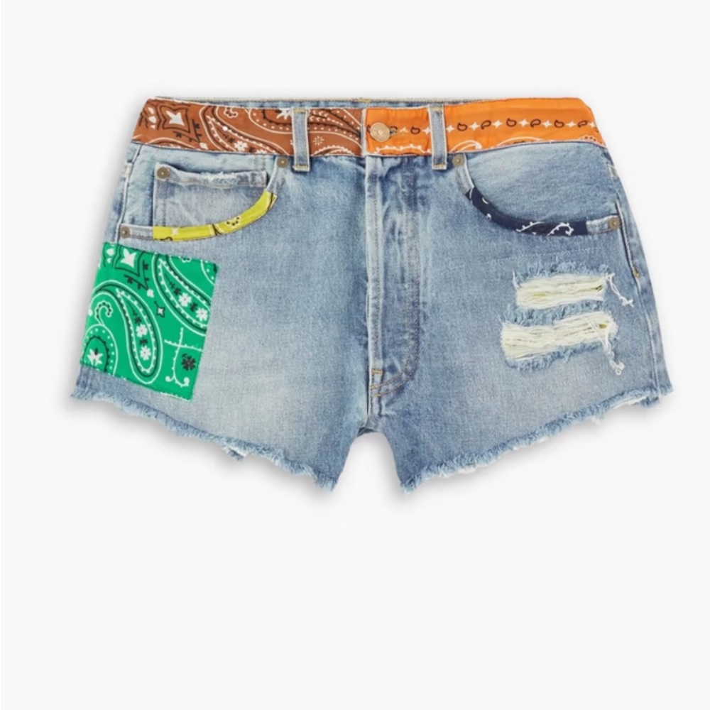 Alanui Patchwork Denim Shorts
